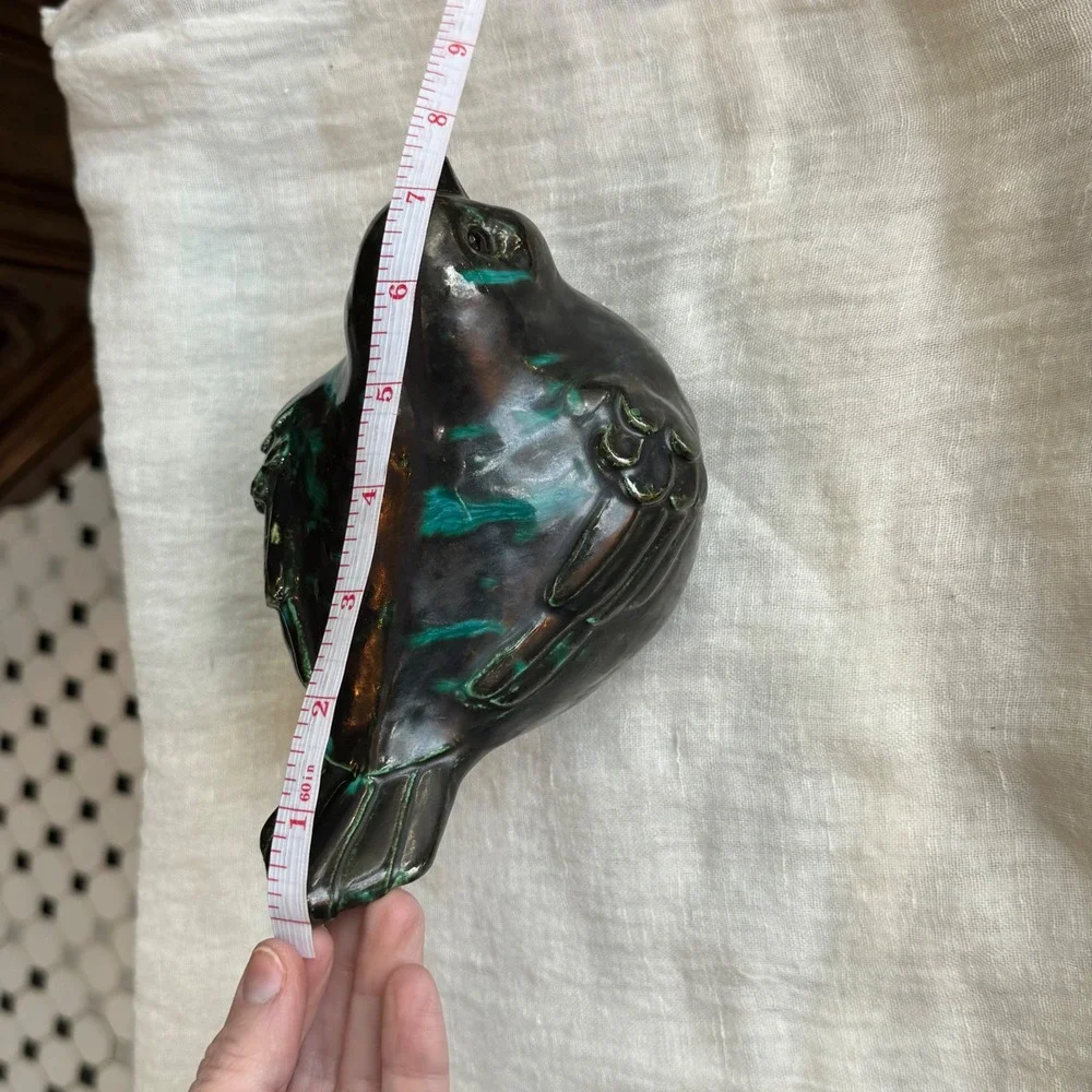 Decorative Ceramic Bird Figurine Teal Glaze Vintage‎ Style Home Decor Accent